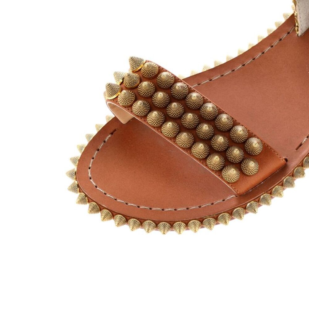 Christian Louboutin Women's Cordorella Spike Sandals Leather Brown - Picture 5 of 6